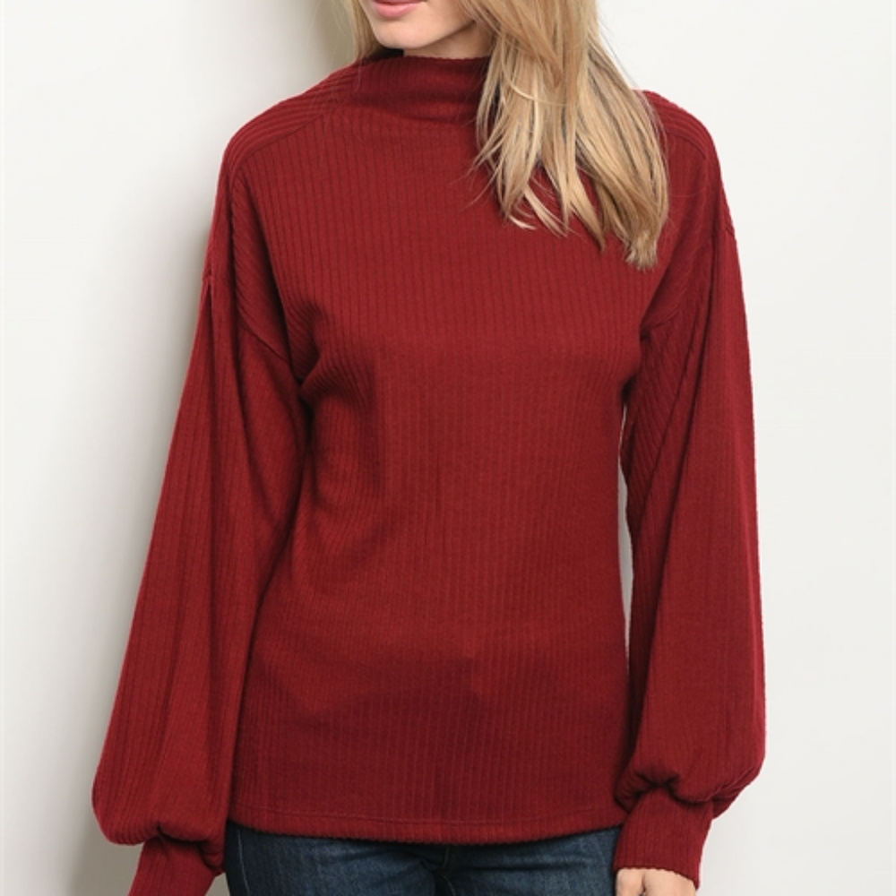 Pretty burgundy Knit sweater top @LAST TWO - Picture 2 of 3